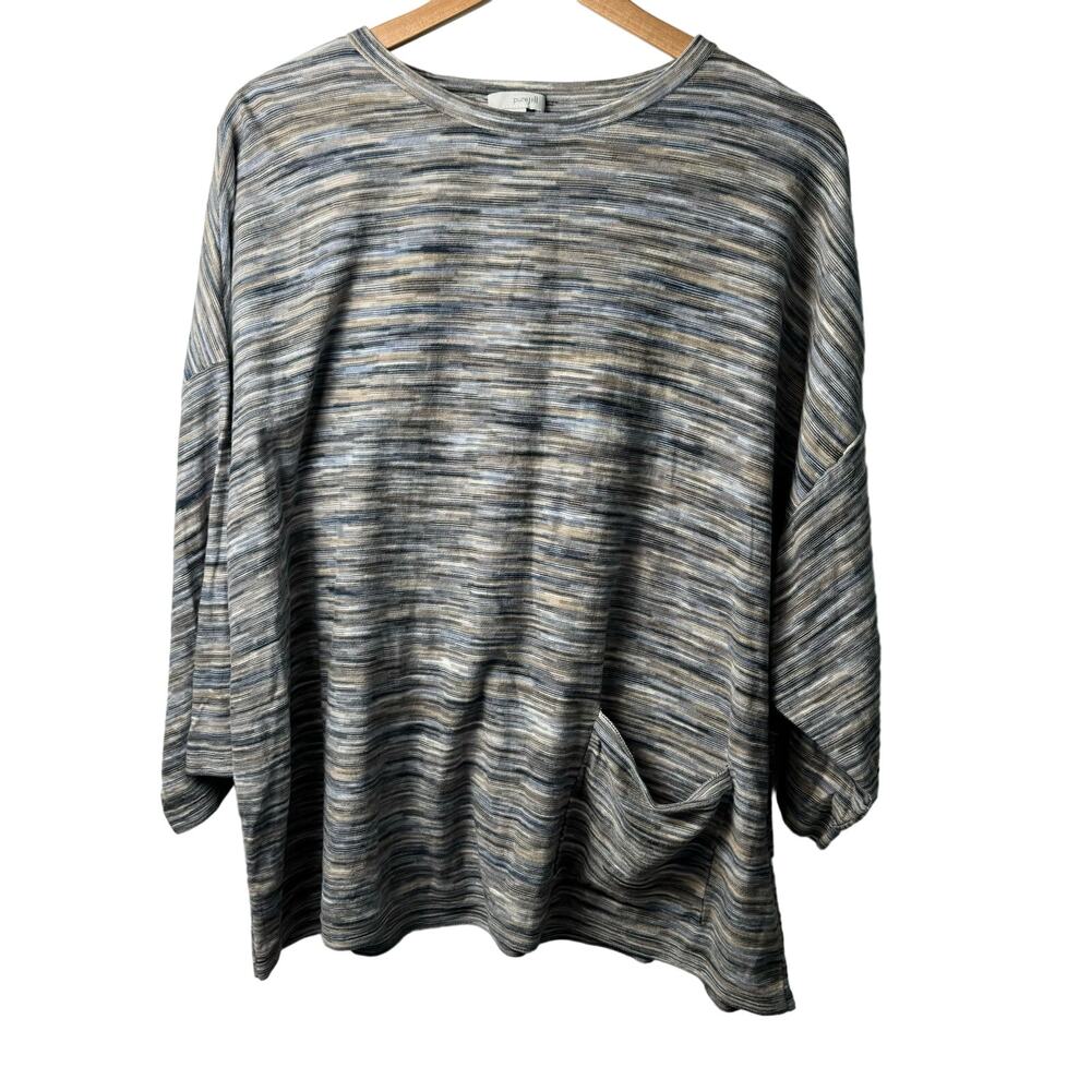 J. Jill Pure Jill Large Earth Tones Top with Pocket Accent